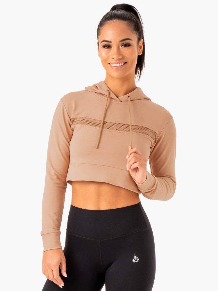 Ryderwear Women Hoodie Hybrid Fitted Women\'s Hoodie Tan | CA2473OR