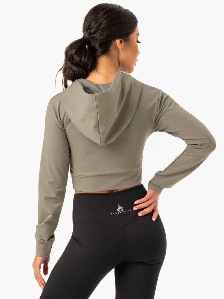 Ryderwear Women Hoodie Hybrid Fitted Women's Hoodie Khaki | CA2481QZ