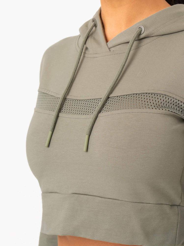 Ryderwear Women Hoodie Hybrid Fitted Women's Hoodie Khaki | CA2481QZ