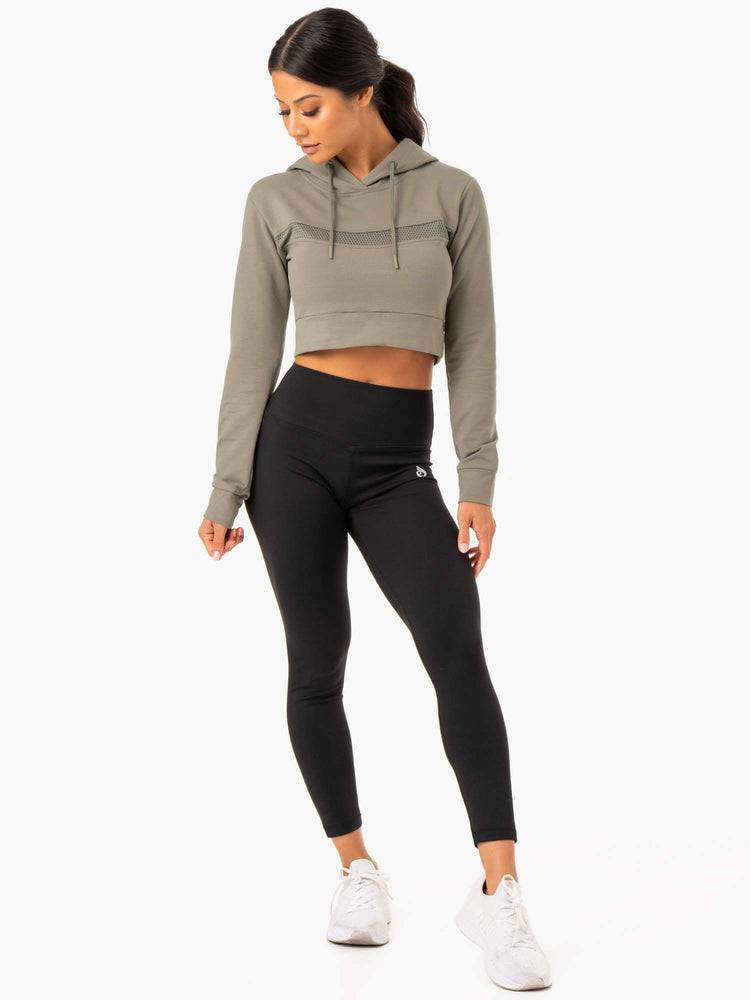 Ryderwear Women Hoodie Hybrid Fitted Women's Hoodie Khaki | CA2481QZ