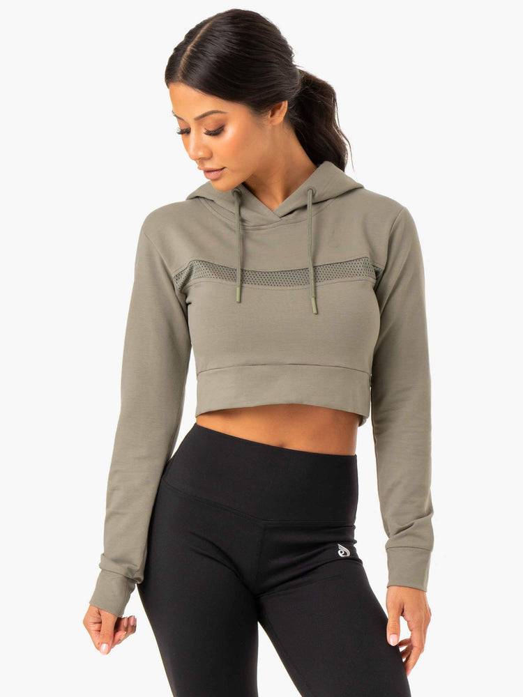 Ryderwear Women Hoodie Hybrid Fitted Women\'s Hoodie Khaki | CA2481QZ