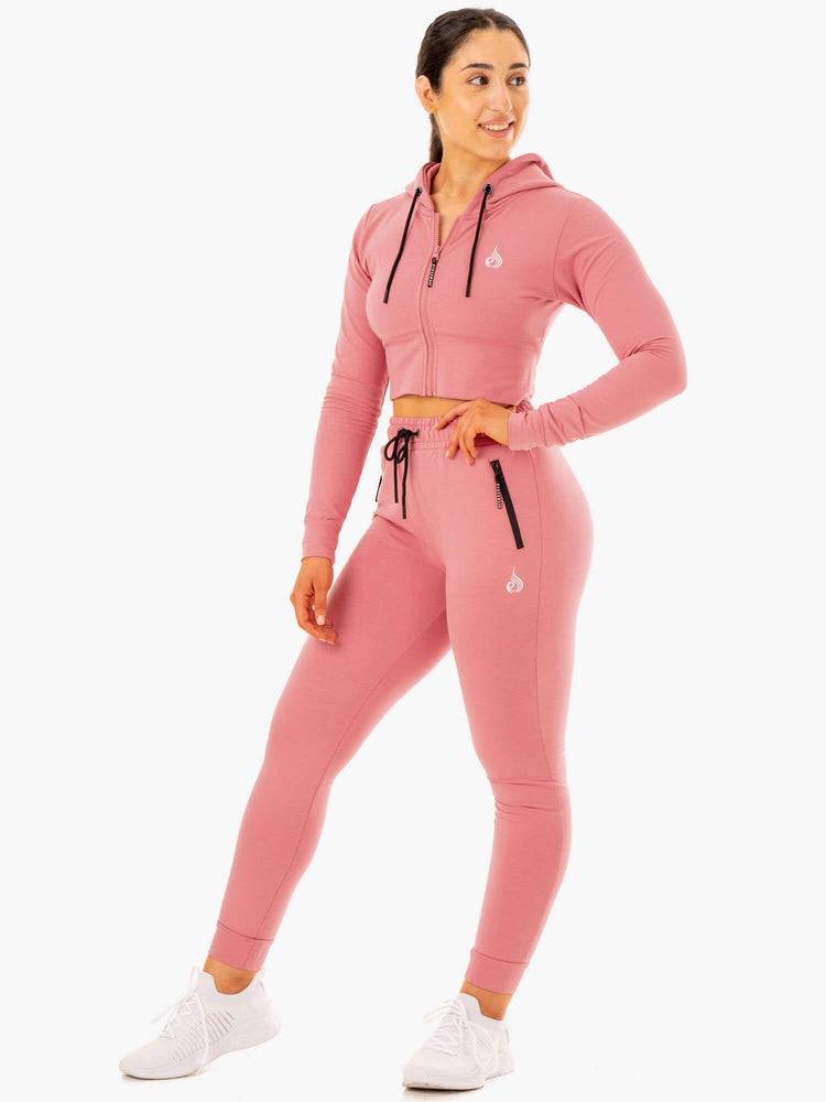 Ryderwear Women Hoodie Luxe Cropped Zip Women's Hoodie Apricot Pink | CA2489LH