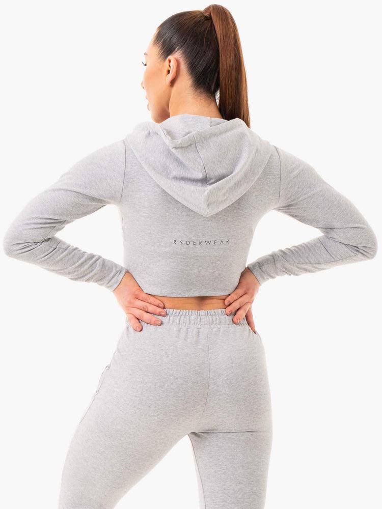 Ryderwear Women Hoodie Luxe Cropped Zip Women's Hoodie Grey Marl | CA2503TV