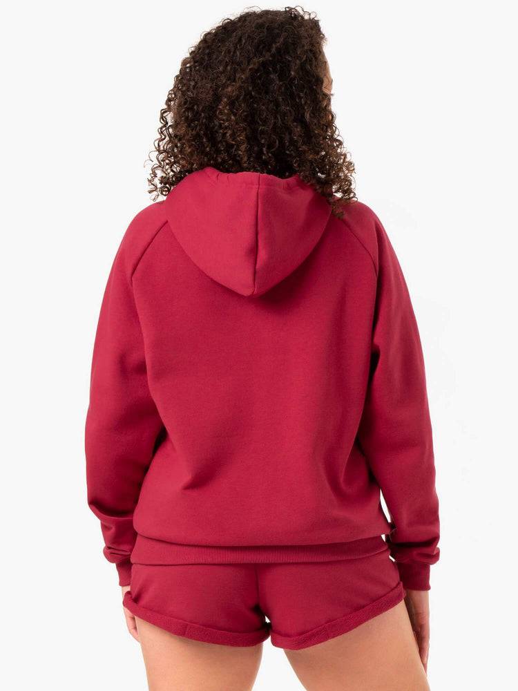 Ryderwear Women Hoodie Off Duty Fleece Women's Hoodie Burgundy | CA2496SO