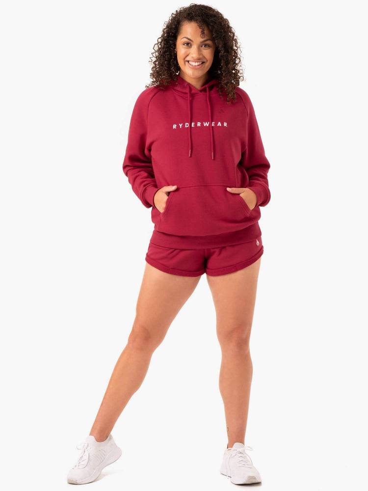 Ryderwear Women Hoodie Off Duty Fleece Women's Hoodie Burgundy | CA2496SO