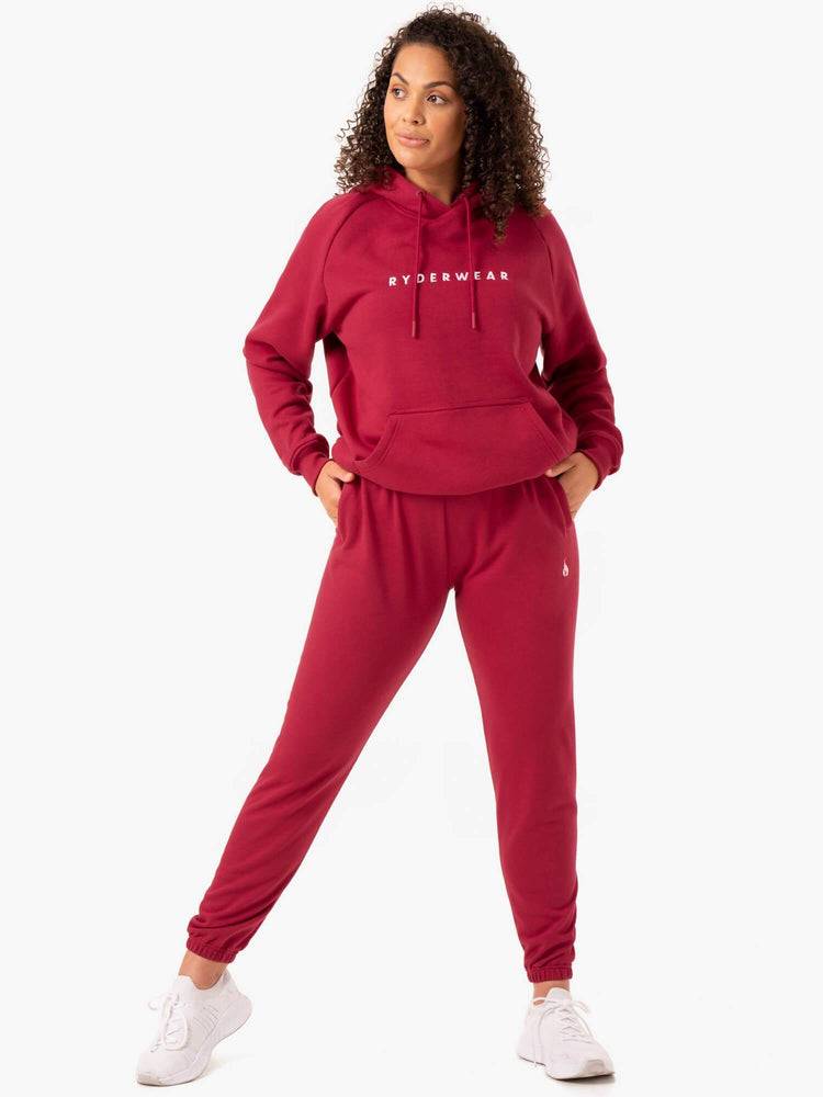 Ryderwear Women Hoodie Off Duty Fleece Women's Hoodie Burgundy | CA2496SO