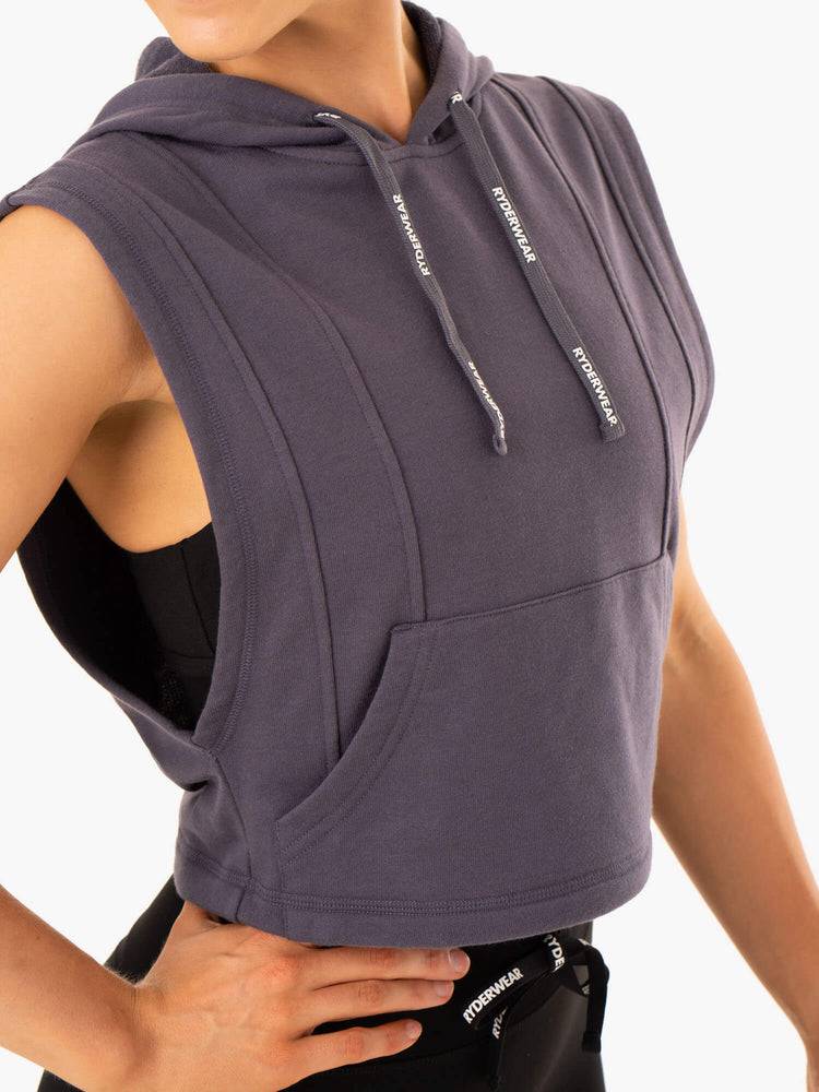 Ryderwear Women Hoodie Replay Sleeveless Women's Hoodie Charcoal | CA2462ZG