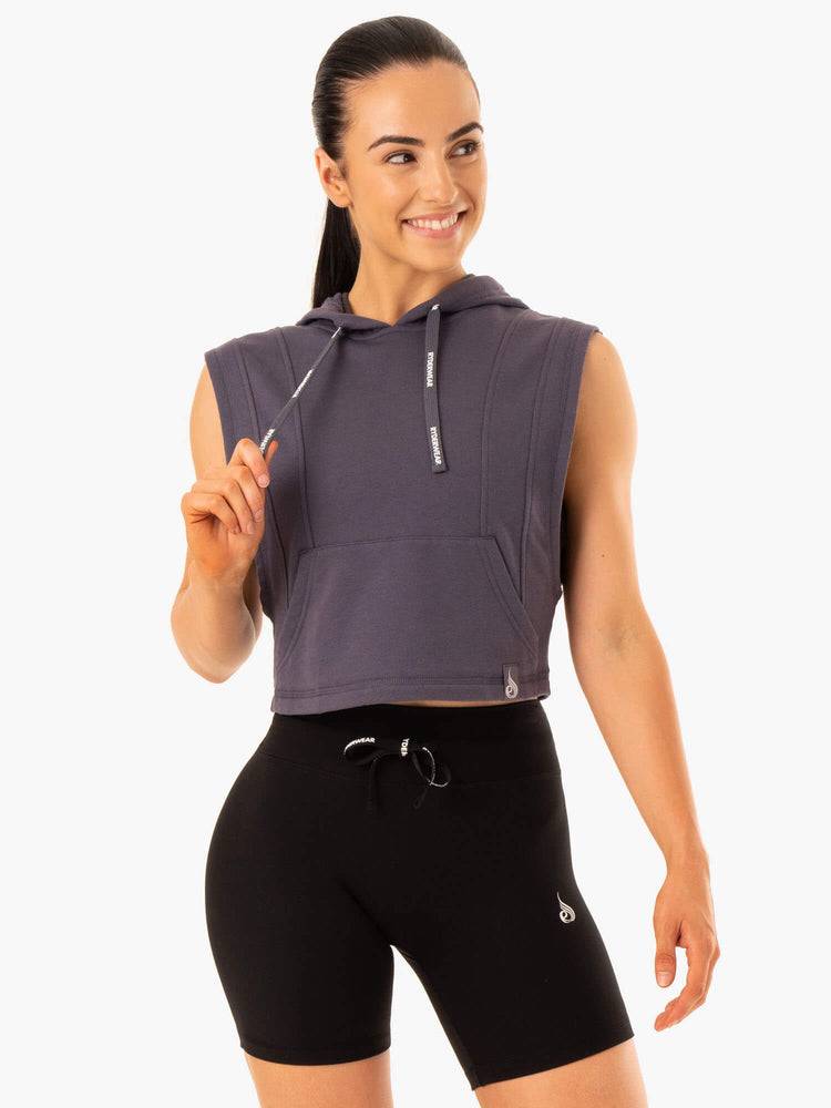 Ryderwear Women Hoodie Replay Sleeveless Women\'s Hoodie Charcoal | CA2462ZG