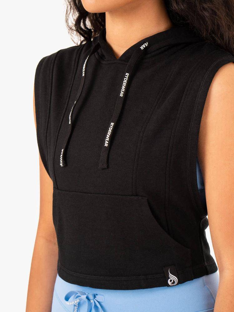 Ryderwear Women Hoodie Replay Sleeveless Women's Hoodie Black | CA2463LH