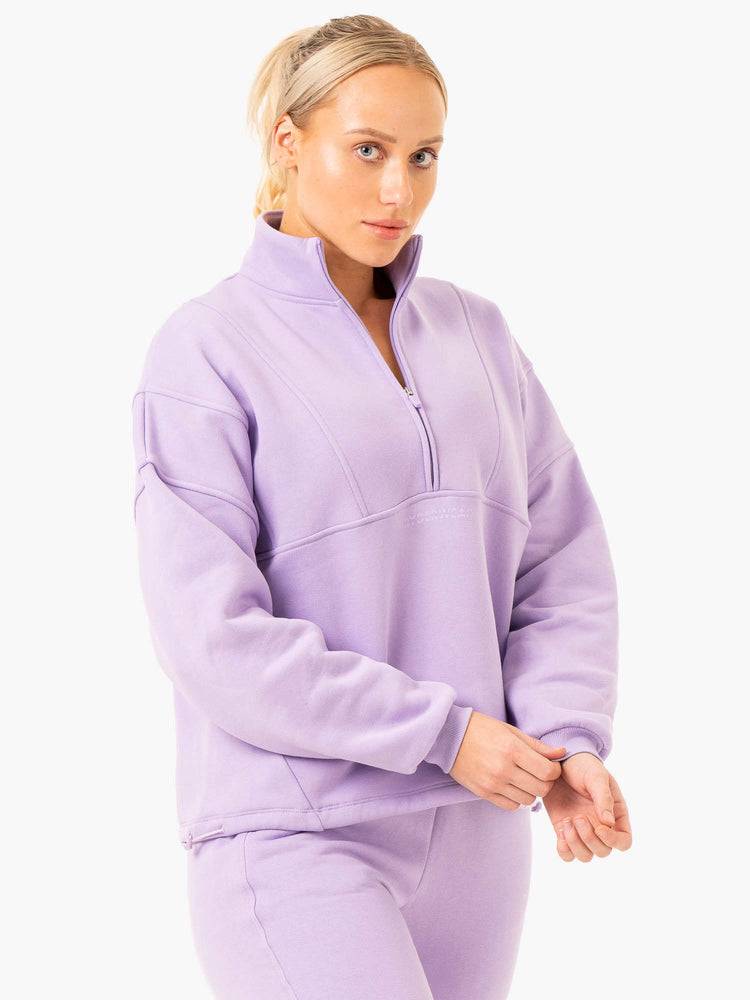 Ryderwear Women Hoodie Sideline Half Zip Jumper Women's Hoodie Lilac | CA2451TV