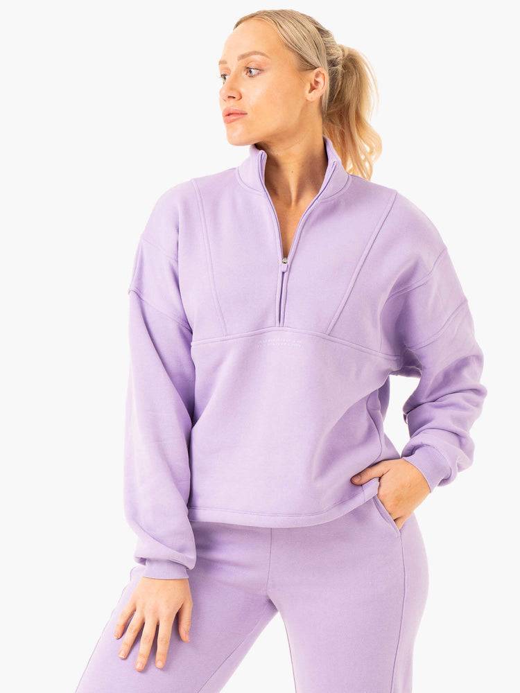 Ryderwear Women Hoodie Sideline Half Zip Jumper Women's Hoodie Lilac | CA2451TV