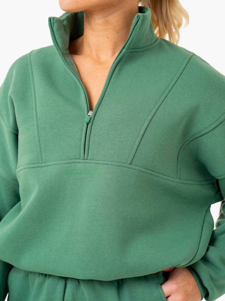 Ryderwear Women Hoodie Sideline Half Zip Jumper Women's Hoodie Forest Green | CA2452RW