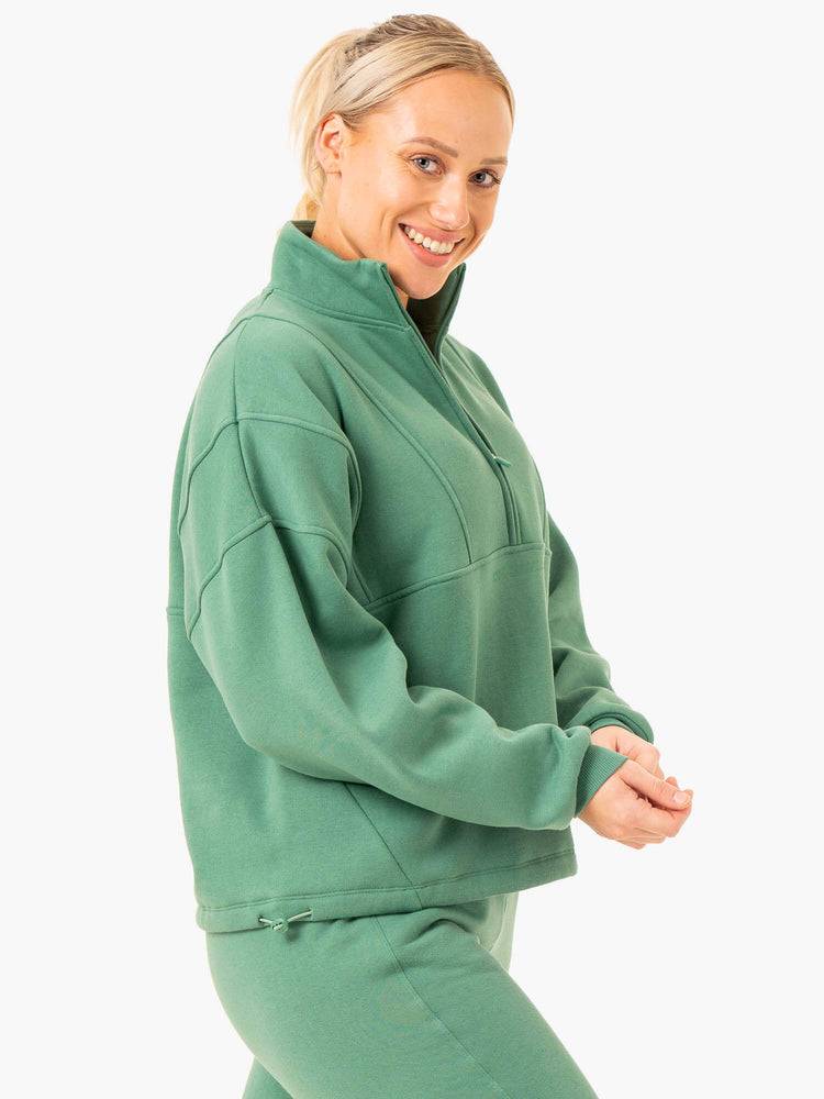 Ryderwear Women Hoodie Sideline Half Zip Jumper Women's Hoodie Forest Green | CA2452RW