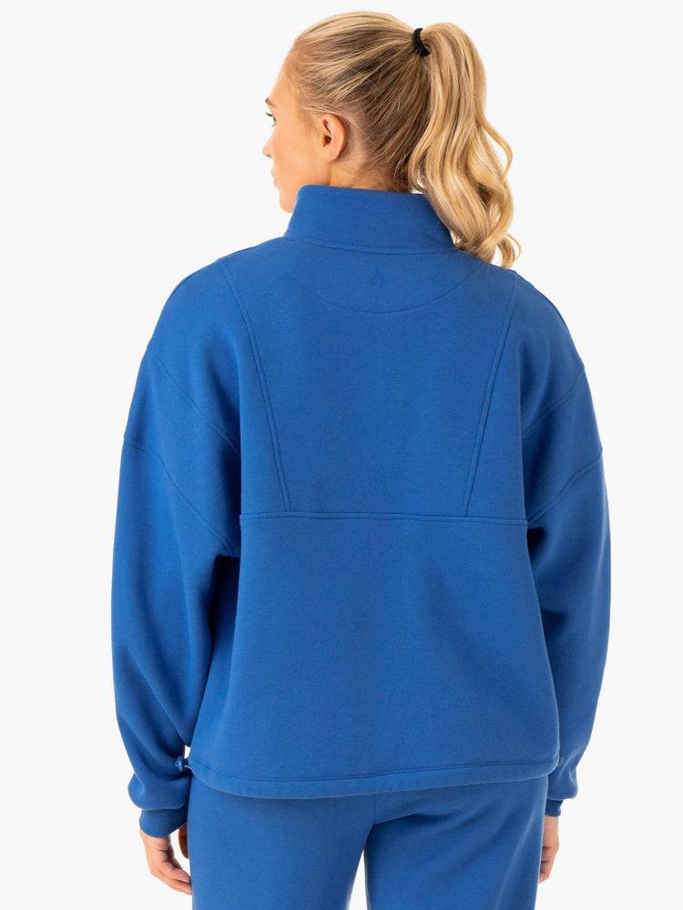 Ryderwear Women Hoodie Sideline Half Zip Jumper Women's Hoodie Cobalt Blue | CA2459VD