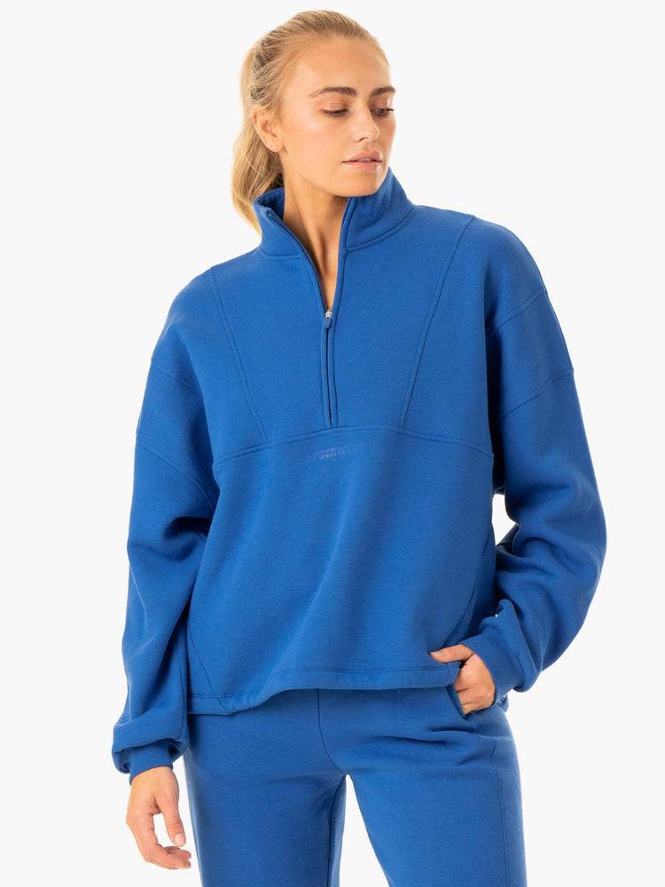 Ryderwear Women Hoodie Sideline Half Zip Jumper Women\'s Hoodie Cobalt Blue | CA2459VD