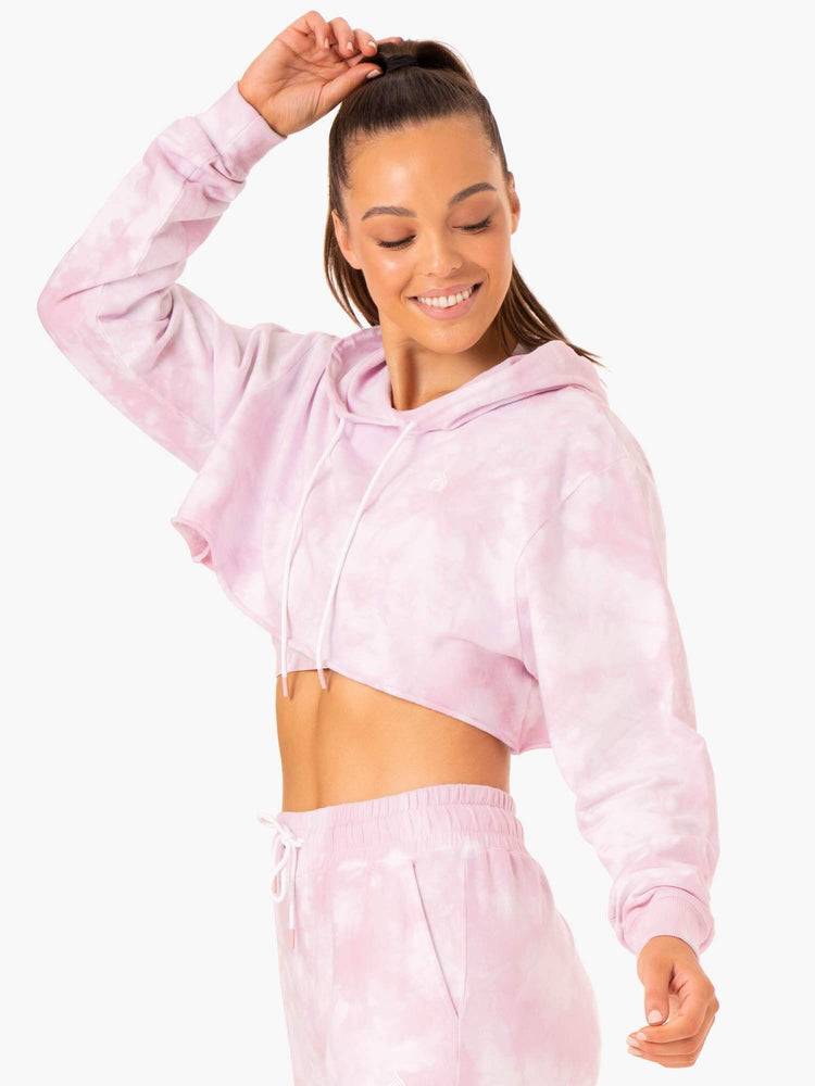 Ryderwear Women Hoodie Tie Dye Pullover Women's Hoodie Ice Pink Tie Dye | CA2476YU