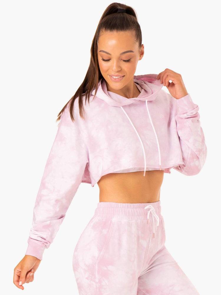 Ryderwear Women Hoodie Tie Dye Pullover Women's Hoodie Ice Pink Tie Dye | CA2476YU