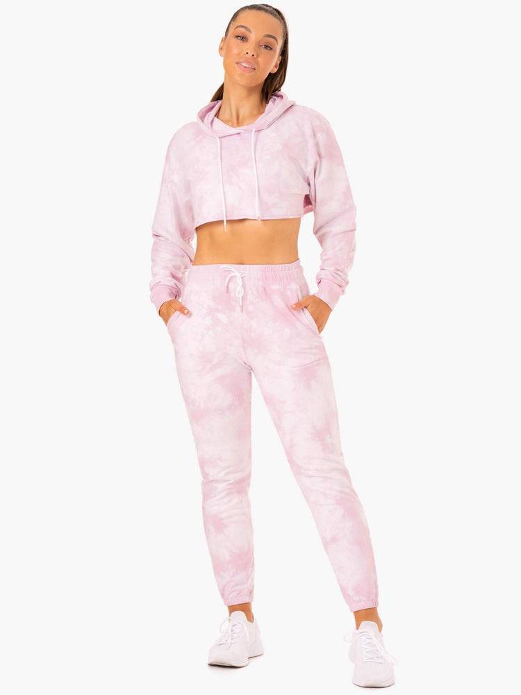 Ryderwear Women Hoodie Tie Dye Pullover Women's Hoodie Ice Pink Tie Dye | CA2476YU