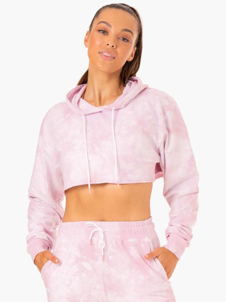 Ryderwear Women Hoodie Tie Dye Pullover Women\'s Hoodie Ice Pink Tie Dye | CA2476YU