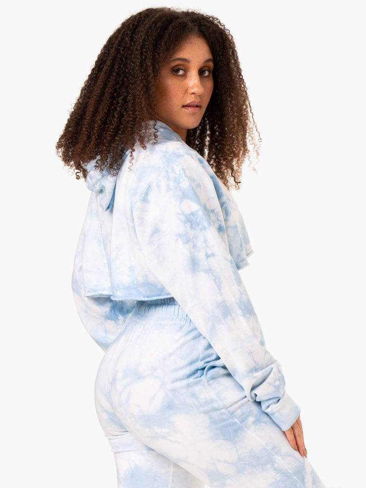 Ryderwear Women Hoodie Tie Dye Pullover Women's Hoodie Sky Blue Tie Dye | CA2479EX