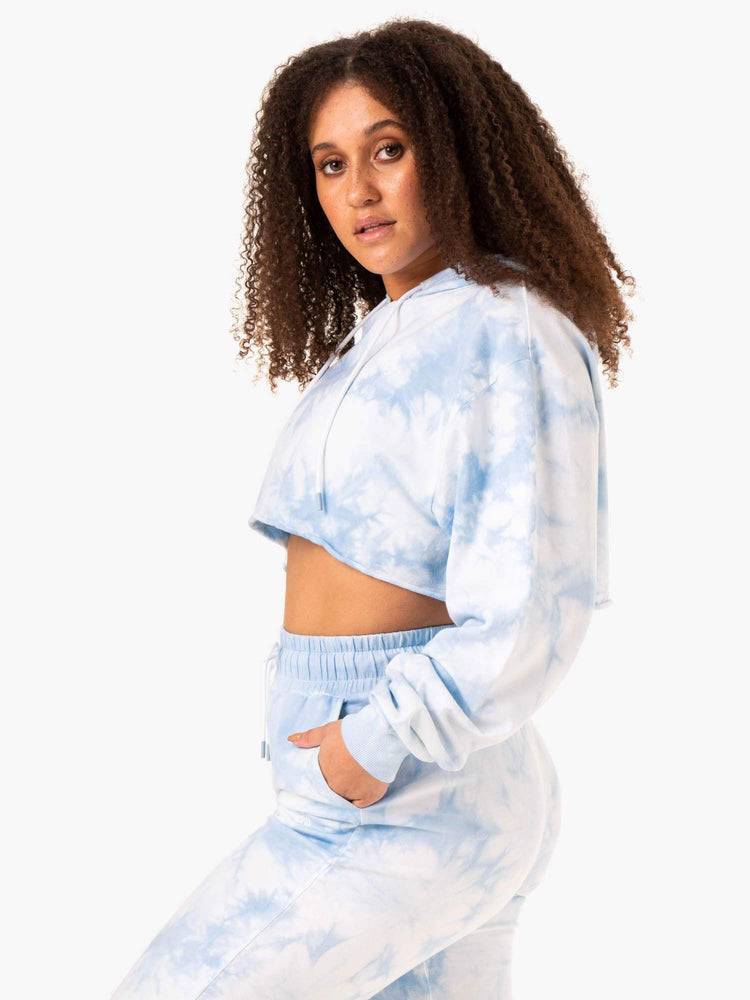 Ryderwear Women Hoodie Tie Dye Pullover Women's Hoodie Sky Blue Tie Dye | CA2479EX