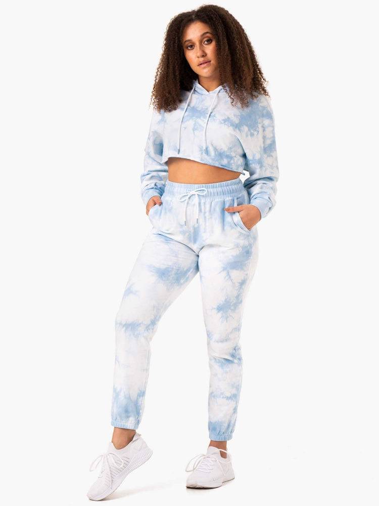 Ryderwear Women Hoodie Tie Dye Pullover Women's Hoodie Sky Blue Tie Dye | CA2479EX