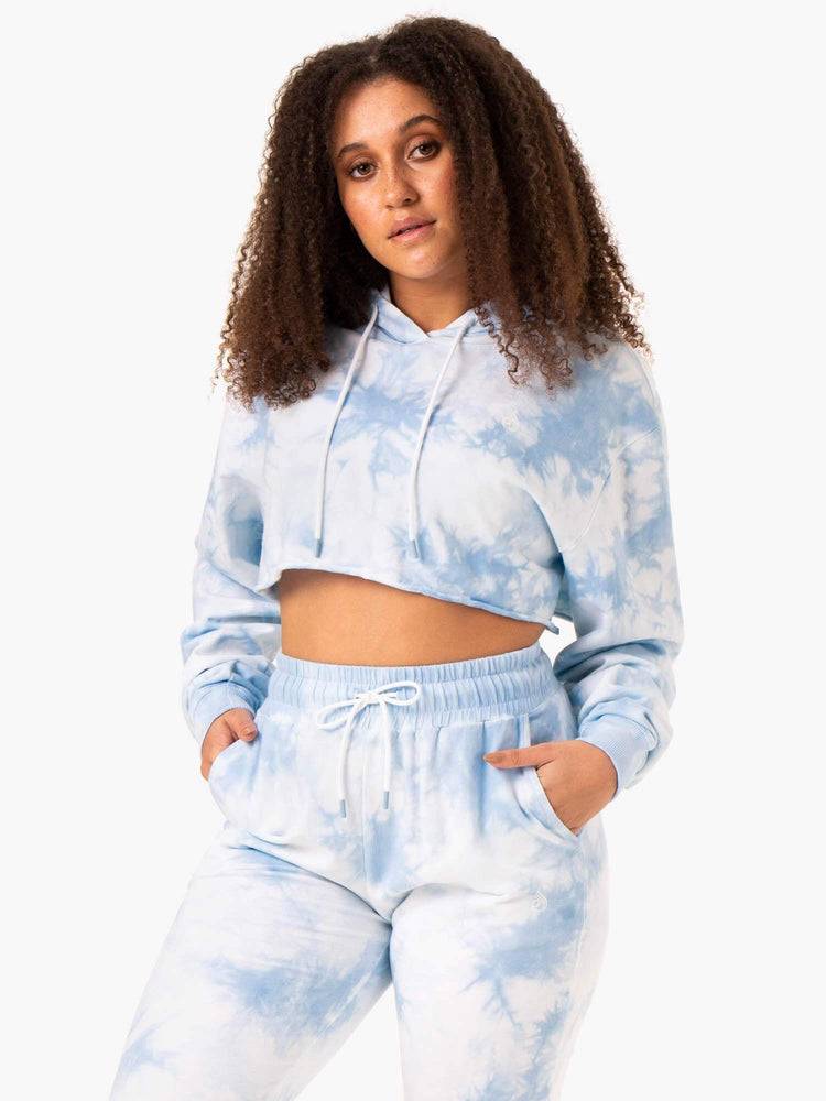 Ryderwear Women Hoodie Tie Dye Pullover Women\'s Hoodie Sky Blue Tie Dye | CA2479EX