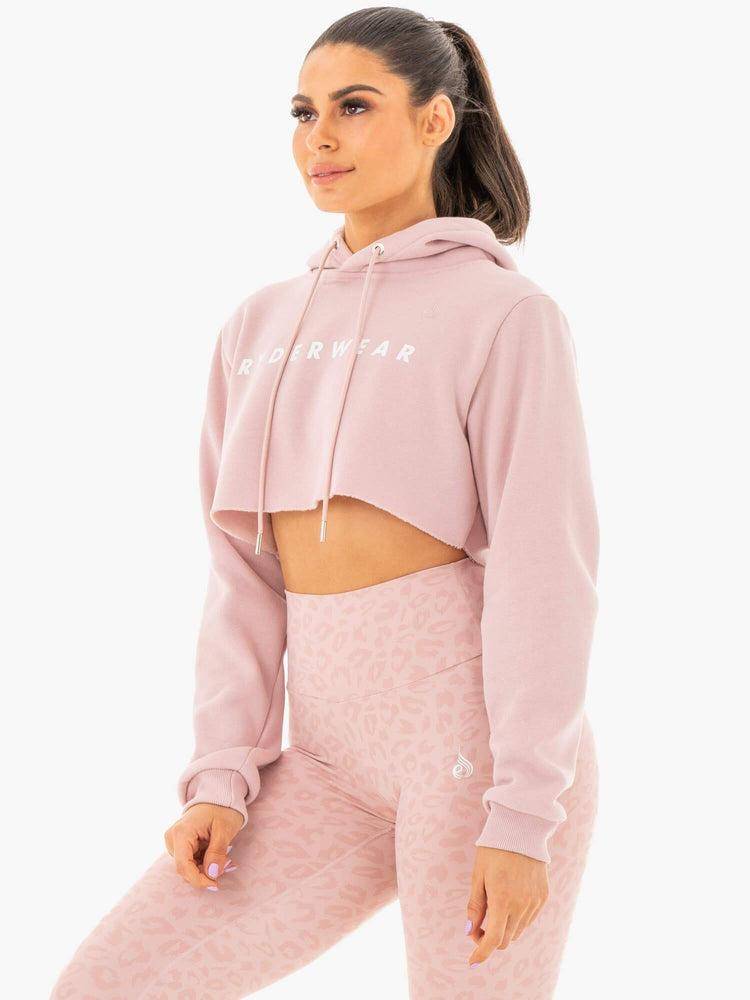 Ryderwear Women Hoodie Wild Cropped Fleece Women's Hoodie Blush | CA2483NB