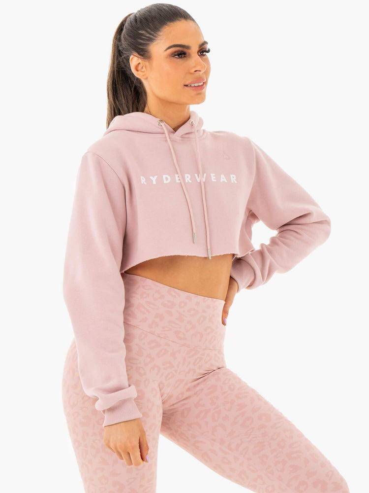 Ryderwear Women Hoodie Wild Cropped Fleece Women's Hoodie Blush | CA2483NB