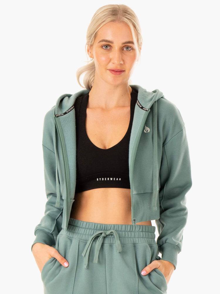 Ryderwear Women Jackets Revival Zip Up Women's Jackets Sage Green | CA2444SO