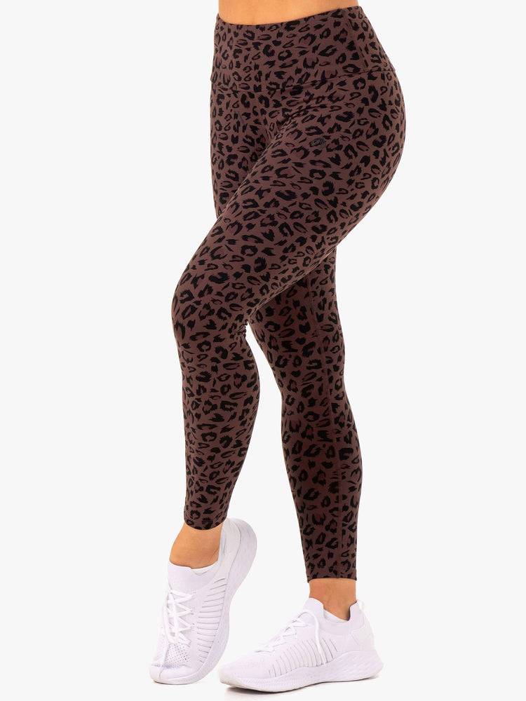 Ryderwear Women Leggings Adapt High Waisted Scrunch Women's Leggings Chocolate Leopard | CA2229CE