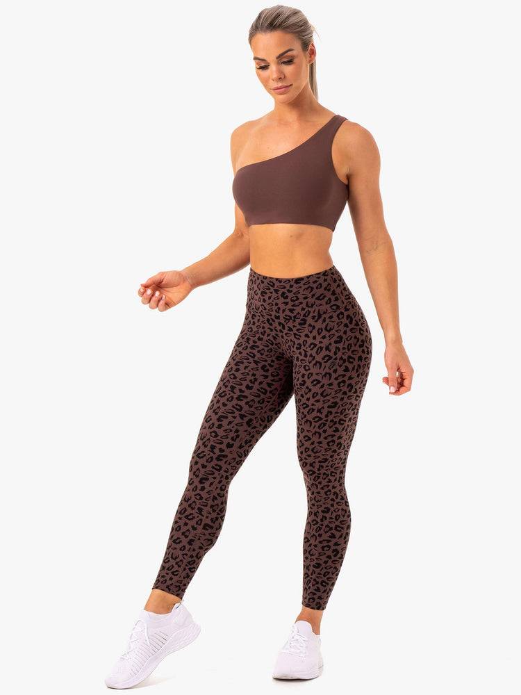 Ryderwear Women Leggings Adapt High Waisted Scrunch Women's Leggings Chocolate Leopard | CA2229CE