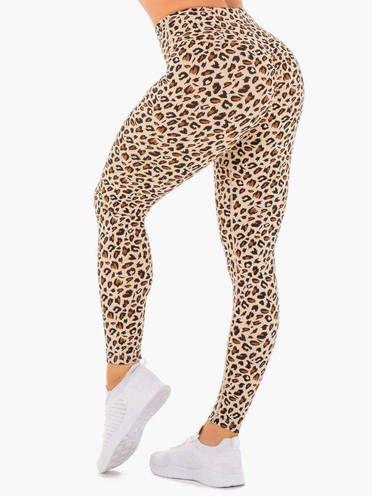 Ryderwear Women Leggings Adapt High Waisted Scrunch Women's Leggings Nude Leopard | CA2398YU