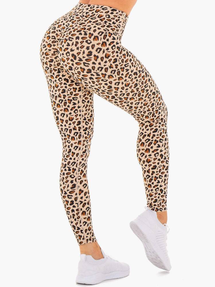 Ryderwear Women Leggings Adapt High Waisted Scrunch Women's Leggings Nude Leopard | CA2398YU