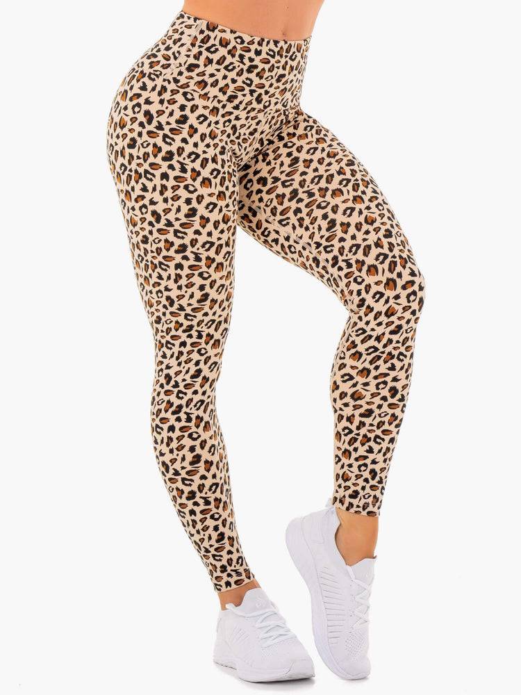 Ryderwear Women Leggings Adapt High Waisted Scrunch Women's Leggings Nude Leopard | CA2398YU