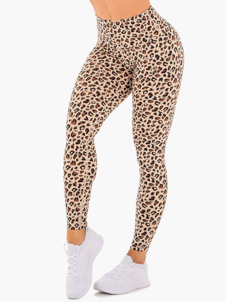 Ryderwear Women Leggings Adapt High Waisted Scrunch Women\'s Leggings Nude Leopard | CA2398YU