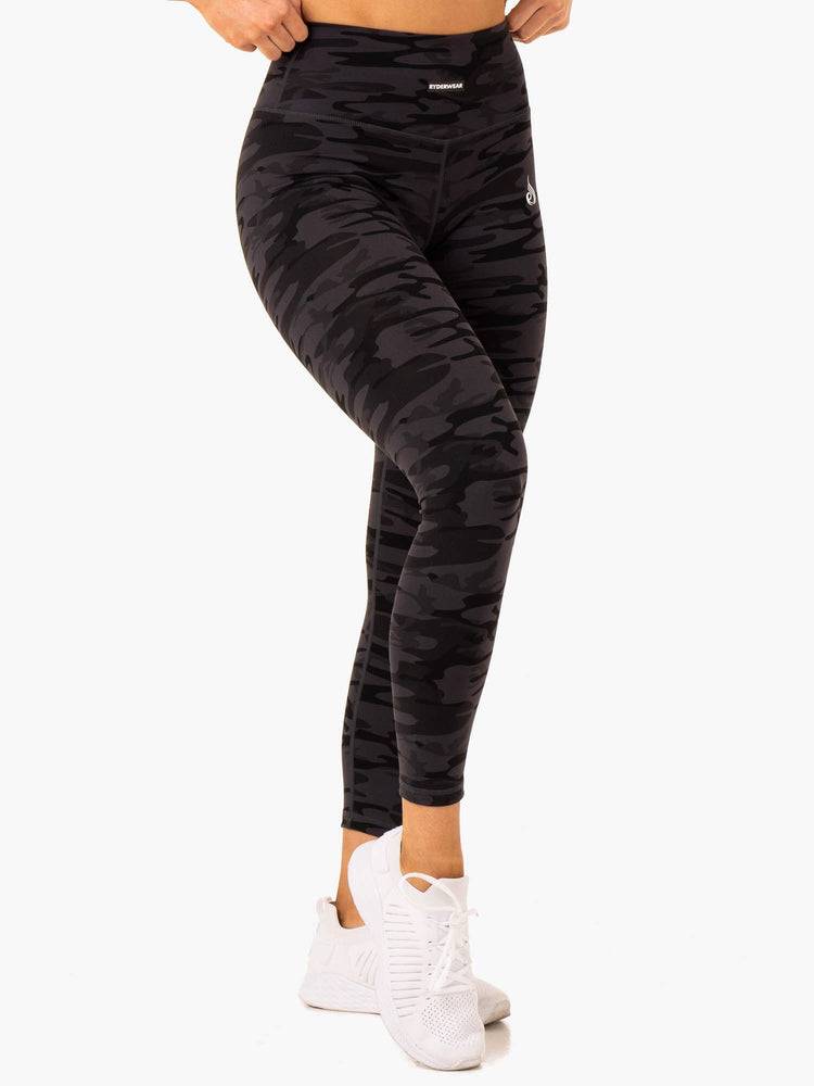 Ryderwear Women Leggings Base Full Length Women's Leggings Black Camo | CA2269PQ