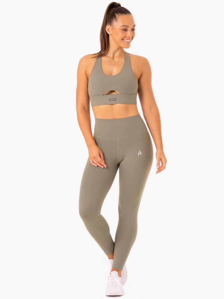 Ryderwear Women Leggings Base Full Length High Waisted Women's Leggings Khaki | CA2275HK