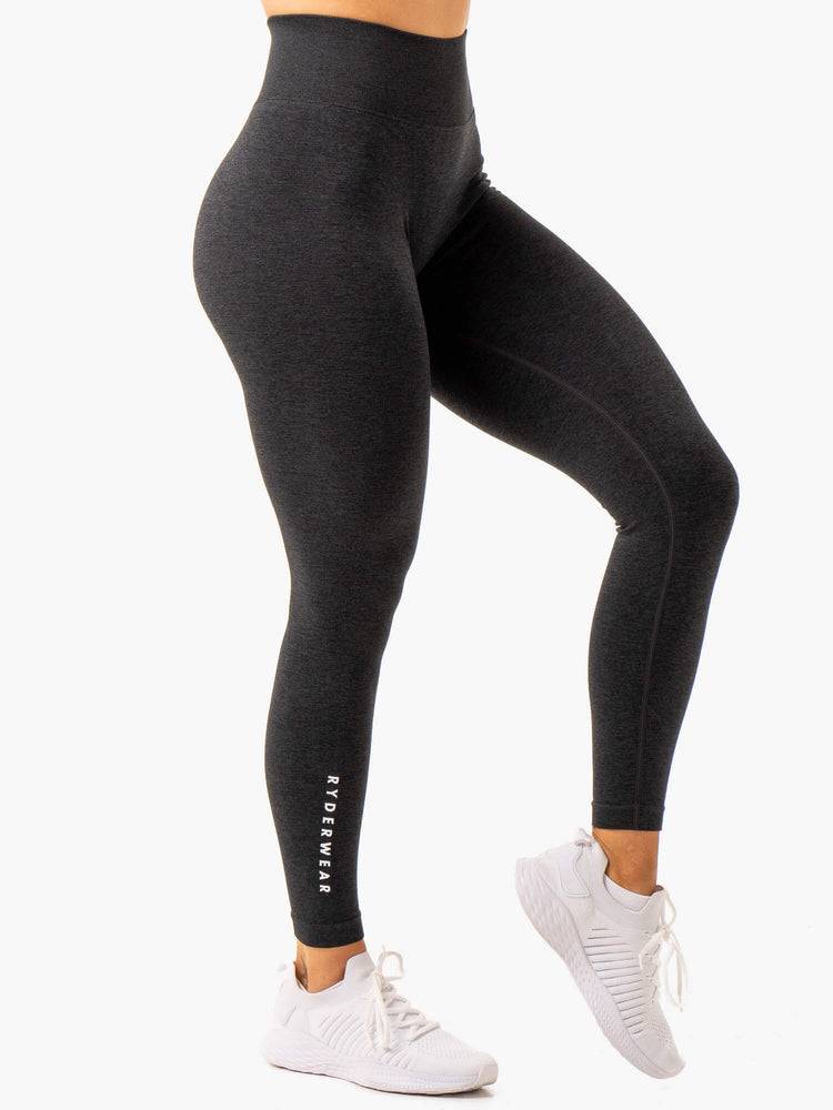 Ryderwear Women Leggings Essential Seamless Women's Leggings Black Marl | CA2381VD