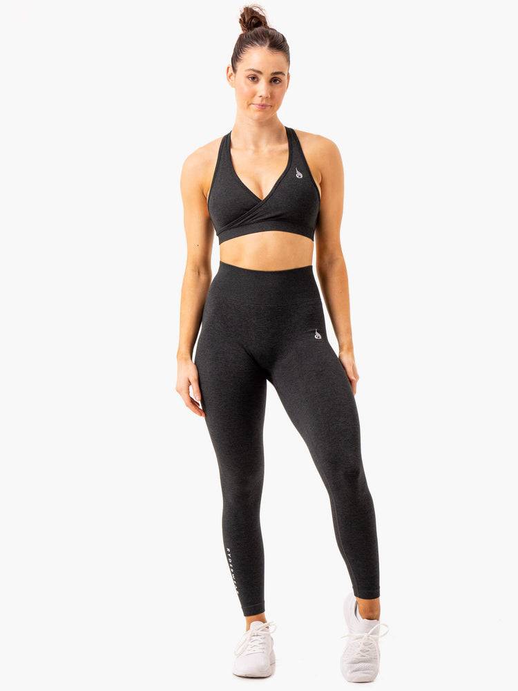 Ryderwear Women Leggings Essential Seamless Women's Leggings Black Marl | CA2381VD