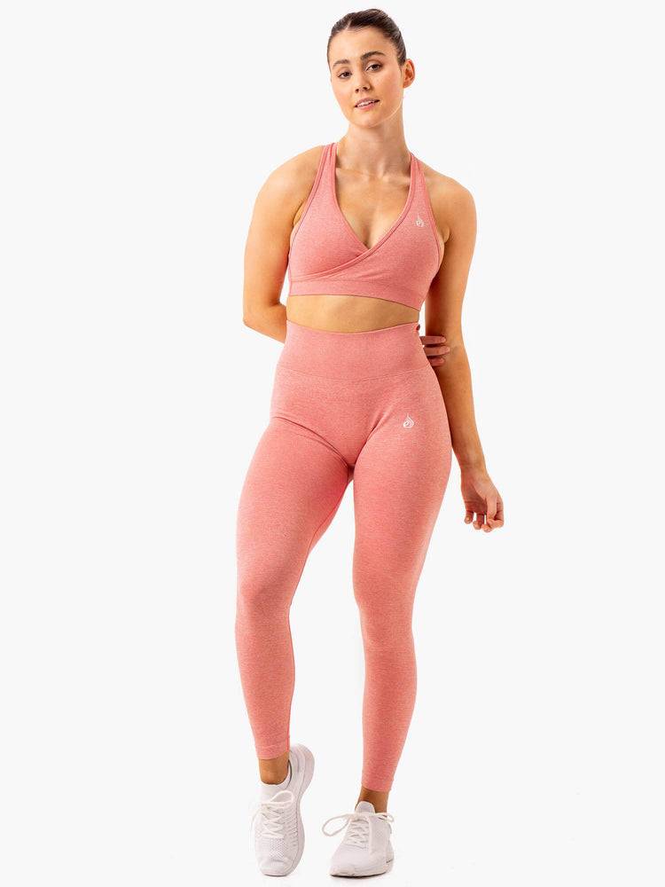 Ryderwear Women Leggings Essential Seamless Women's Leggings Pink Marl | CA2384ZG