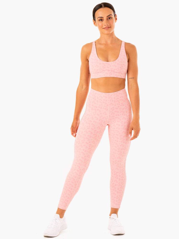 Ryderwear Women Leggings Evolution High Waisted Scrunch Women's Leggings Pink Leopard | CA2418SO