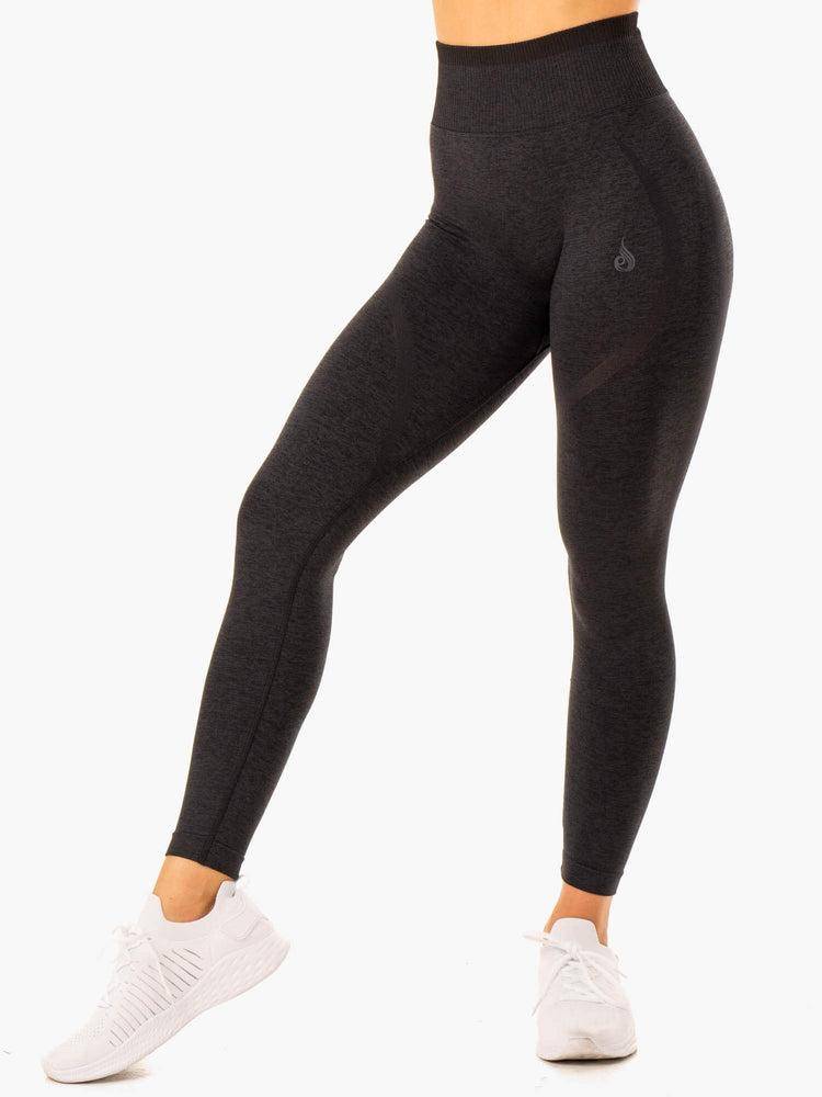 Ryderwear Women Leggings Excel Seamless High Waisted Women's Leggings Black Marl | CA2256VD