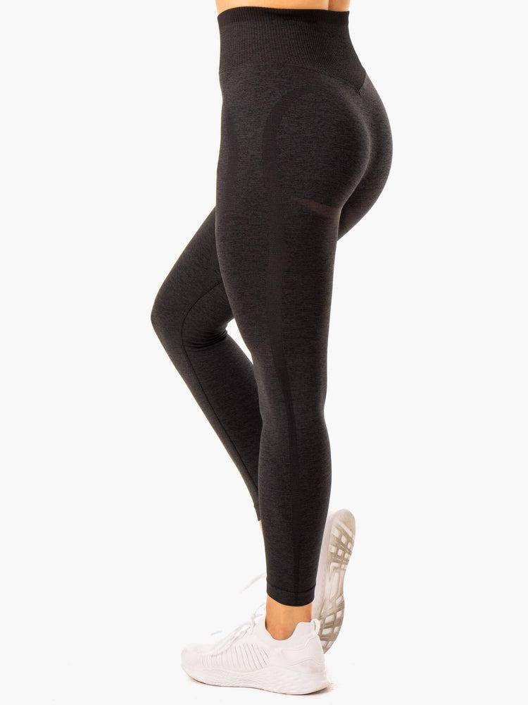 Ryderwear Women Leggings Excel Seamless High Waisted Women's Leggings Black Marl | CA2256VD