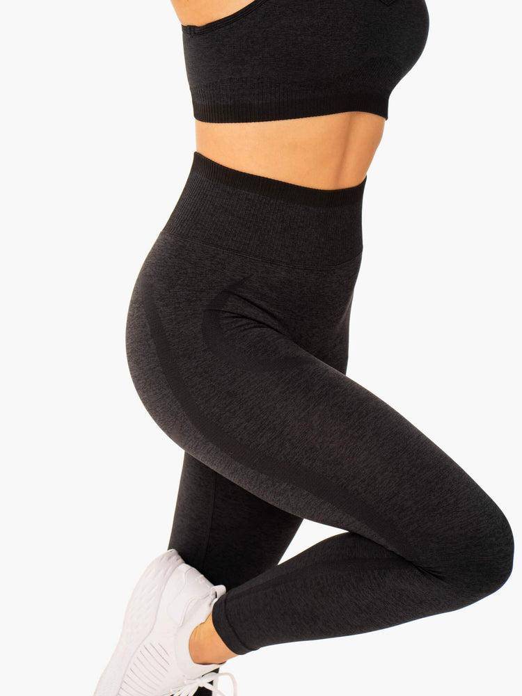 Ryderwear Women Leggings Excel Seamless High Waisted Women's Leggings Black Marl | CA2256VD