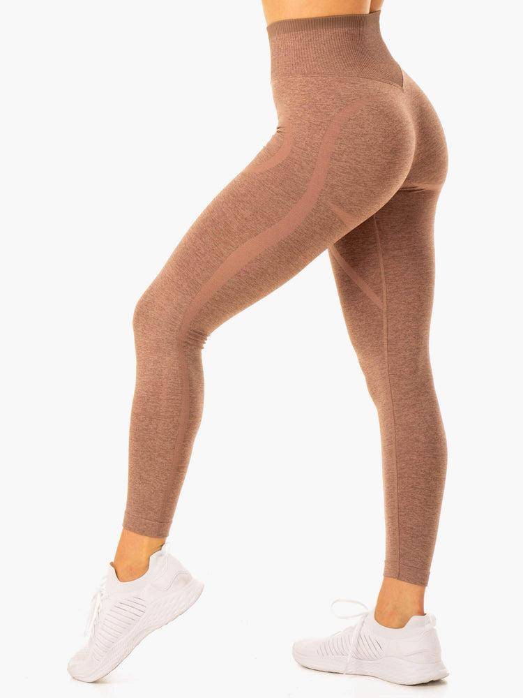 Ryderwear Women Leggings Excel Seamless High Waisted Women\'s Leggings Mocha Marl | CA2315AP