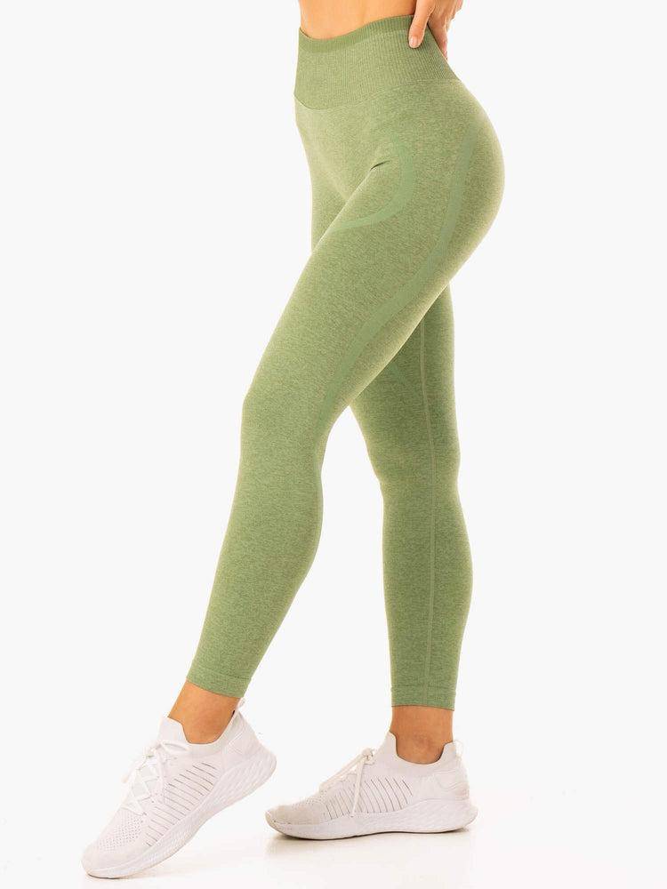 Ryderwear Women Leggings Excel Seamless High Waisted Women's Leggings Moss Green Marl | CA2318IS