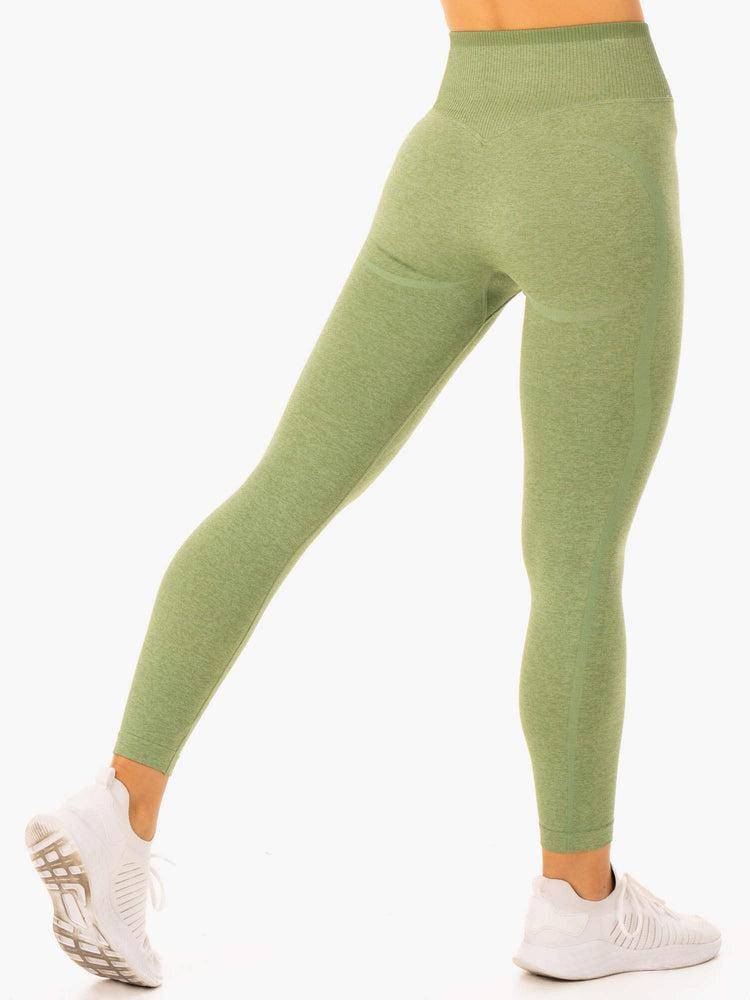 Ryderwear Women Leggings Excel Seamless High Waisted Women's Leggings Moss Green Marl | CA2318IS