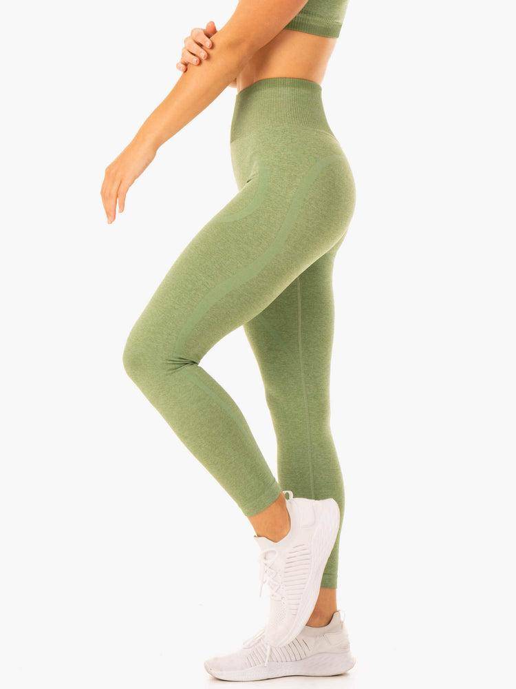 Ryderwear Women Leggings Excel Seamless High Waisted Women's Leggings Moss Green Marl | CA2318IS