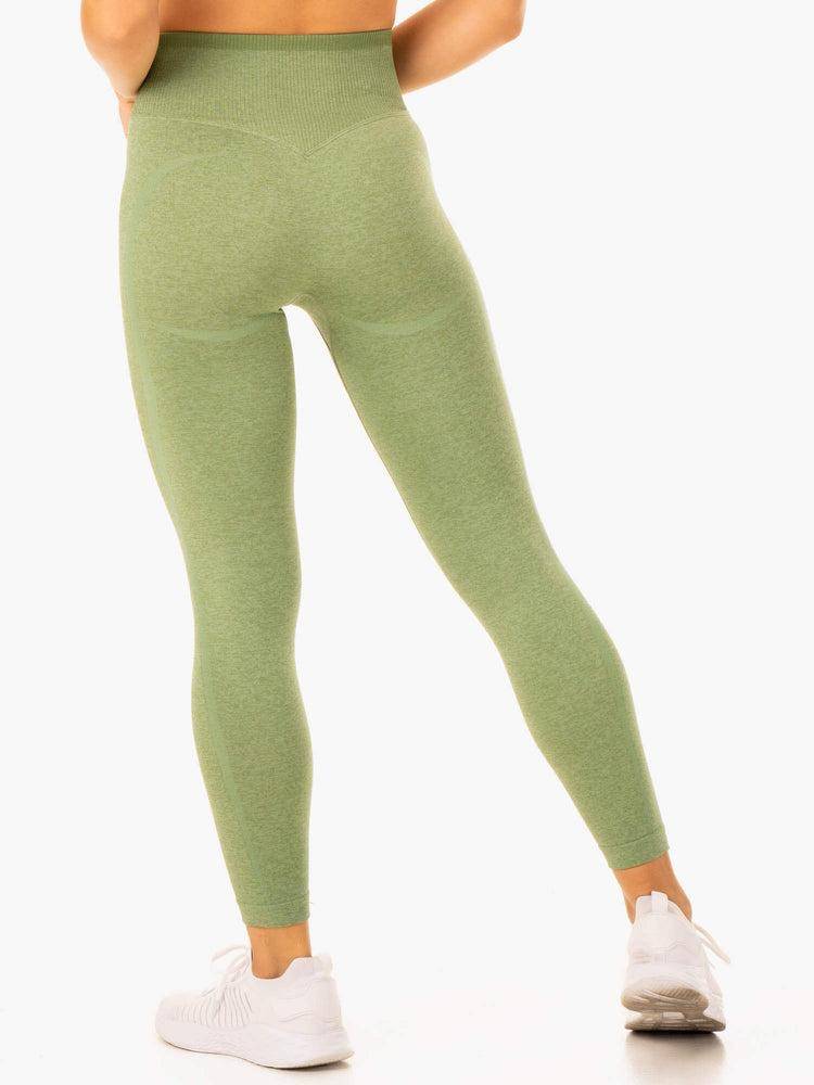 Ryderwear Women Leggings Excel Seamless High Waisted Women's Leggings Moss Green Marl | CA2318IS